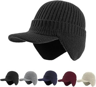 2026 New Cozy Head Beanies for Women Men, Outdoor Winter Warm Knitted Cozyhead Hats with Brim and Ear Flaps (Black)
