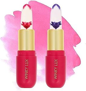 Winky Lux Flower Balm, pH Color Changing Lipstick and Tinted Lip Stain, Vegan & Cruelty Free, Hydrate & Plump, Sheer Pink, Pink & Purple Flower