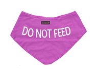 DO NOT FEED Purple Dog Bandana Quality Personalised Embroidered Message. Neck Scarf Fashion Accessory. PREVENTS Accidents By Warning Others Of Your Dog In Advance