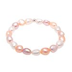 Cultured Freshwater Baroque Pearl Stretch Bracelet 8-9MM, Mixed White/Pink/Purple