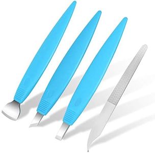 BEZOX Pedicure Knife Set - Callus Shavers, Corn and Hard Thick Skin Remover Knives for Foot, Metal Nail File & Nail Lifter - Professional Pedicure Tools with Storage Box (Blue)