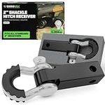 Rhino USA Shackle Hitch Receiver, Best Towing Accessories for Trucks & Jeeps, Connect Your Rhino Tow Strap for Vehicle Recovery, Mounts to 2 Receivers (White, 1 Shackle Hitch)