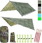 Gold Armour Rainfly Tarp Hammock, Premium 14.7ft/12ft/10ft/8ft Rain Fly Cover, Waterproof Ultralight Camping Shelter Canopy, Survival Equipment Gear Tent Accessories (Camouflage 10ft x 10ft)