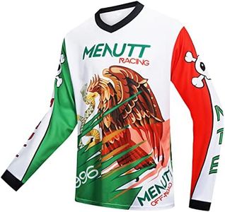 MENUTT Racing Men's Long Sleeve Off-Road Mexico Jersey Mountain Bike MTB Jersey Downhill&Motocross Shirts, Green, Large