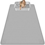 Bartuke Cat Litter Mat, Extra Large 40" x 28" Silicone Mat Litter Trapping Mat for Scatter Control, Soft on Kitty Paws, Easy to Clean (Gray)