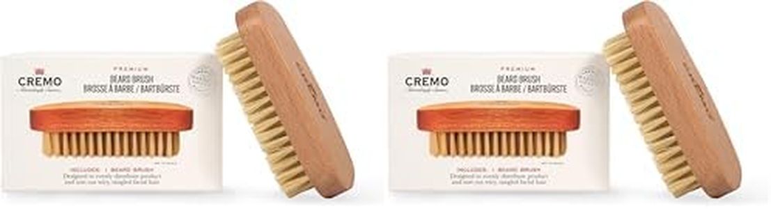 CREMO - Premium Beard Brush For Men - 100% Natural Sisal - Wood Handle to Shape and Style Facial Hair (Pack of 2)