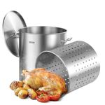 VEVOR Stainless Steel Stockpot, 64 Quart Large Cooking Pots, Cookware Sauce Pot with Basket, Lid, and Handle, Heavy Duty Commercial Grade Stock Pot, Sanding Treatment, for Large Groups Events Silver