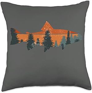 Trout Fly Fishing Nature Outdoor Fisherman Gift Throw Pillow