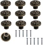 Vintage Knobs Retro Chic Round Knobs,10Pcs Retro Round Drawer Pull Knobs Handles,Vintage Dresser Knobs Bronze,Antique Cabinet Knobs,Vintage Cabinet Drawer Knobs, Antique Bronze Dresser Drawer Handles