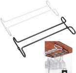 MMCCHB 2 Piece Hanging Wine Glass Rack, Under Cabinet Wine Storage Rack, Upside Down Wine Glass Rack for Kitchen Dining Room Cabinet Shelves