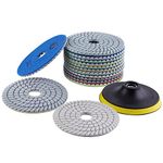 Diamond Wet Polishing Pad Set, ZFE 5 Inch Pads for Granite Stone Concrete Marble Floor Grinder or Polisher with Velcro Holder Pads for Wet Polisher