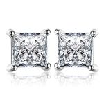 JewelryPalace Princess Cut 0.8ct Moissanite Solitaire Stud Earrings for Women, Square Shape 925 Sterling Silver Earrings for Her, Classic Simulated Diamond Earrings VVS D-F