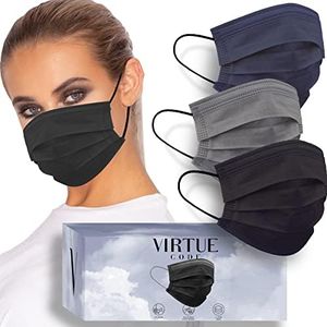 VIRTUE CODE Seamless Essentials Face Masks - Soft 3 Ply Comfort Face Masks, Colorful Disposable Face Mask 50 Pack. Twilight Colored Masks. Adults Mens and Womens Disposable Face Masks