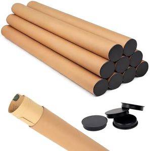DERZIFUN 9PCS 2x36 Kraft Shipping Tubes With Caps, Cardboard Poster Tubes for Shipping and Storage of Documents and Art