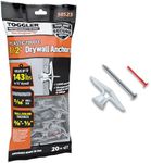 TOGGLER Toggle TB Residential Drywall Anchor with Screws, Polypropylene, Made in US, 3/8" to 1/2" Grip Range, For #6 to #14 Fastener Sizes (Pack of 20)