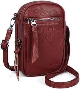 befen Small Crossbody Phone Bag for Women, Genuine Leather Cross Body Cell Phone Purse Wallet Card Holder Mini Shoulder Bags Ladies Handbags with Long Strap, New Burgundy, One Size, Western
