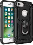 for iPhone 6 Plus Case/iPhone 6S Plus Case, Kinoto Lifeproof Cases with Ring for Apple iPhone 6+ / 6S+ Qi Slim Silicone Hard Transparent Cover Hybrid Shock Absorption Thin Rugged Soft TPU (Black)