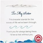 BONJOULRY 925 Sterling Silver Wave Bracelets for Mom Bestie Sister Best Friends Gifts for Women Trendy, Dainty Inspirational Bracelet for Daughter, Meaningful Birthday Graduation Gifts, Medium,