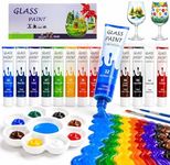 Magicdo Glass Paint Stained Transparent Glass Window Paint Set Great for Glass Painting, Wine Glasses, Light Bulbs, Ceramic, Non-Toxic(12 Colors x 12ml with Palette)