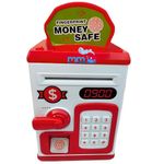 MM TOYS ATM Money Saving Box with Fingerprint Sensing and Lock, Light & Music, Coin and Paper Money Deposit | Piggy Bank for Kids | Money Bank for 3 to 10 Year - Red