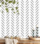 Yun-aeon Black and White Herringbone Peel and Stick Wallpaper 17.5" X 1200"Modern Contact Paper Geometric Removable Wallpaper Self Adhesive Wall Paper for Bedroom Drawers Cabinets Decor Vinyl