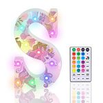 Light Up Letters, Glitter LED Letter Lights 18 Color Changing Diamond Alphabet Sign Night Light with Remote Control for Girls Gifts Birthday Bar Wedding Party Christmas Valentine Wall Table Decor - S