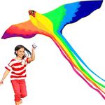 HENGDA KITE-Strong Phoenix for Kids & Adults, with Long Colorful Tail!Huge Beginner Colorful Rainbow Bird Phoenix Kites 74-Inch Come with String and Handle