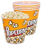 Pack of 5 Plastic Popcorn Bucket Novelty Vintage Retro Movie Night Storage Bucket Container Bowl