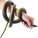 Toygenic Large Rubber Snakes Realistic Fake Snake Black Prank Toys for Garden Props to Scare Birds,Pranks,Halloween Decoration - 3 pcs