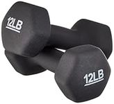 Amazon Basics Neoprene Coated Dumbbell Hand Weight Set, 12-Pound, Set of 2, Black