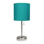 Limelights LT2044-TEL Stick Lamp with USB Charging Port and Fabric Shade, Teal