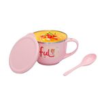 Jaypee Plus Stainless Steel Disney Princess Souptok Prime Soup Bowl with Lid & Spoon Maggi Bowl Noodles Pasta Bowl, Mug for Milk, Cup, Best Diwali Gift, Birthday Gift for Girls and Boys, Pink