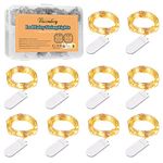 LED Fairy Lights, 1M 10 Battery Operated String Lights Warm White Copper Wire for Home Garden Wedding Party Christmas Halloween Concerts Bars Clubs Bottle Hotels Indoor Outdoor Decorations (10 Packs)