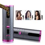 Deoxys Cordless Automatic Hair Curler, Anti-Tangle Wireless Auto Curling Iron Wand, Portable USB Rechargeable Spin Curler Ceramic Barrel Rotating for Short Hair&Long Hair,Heats Up Quick(DE-28)