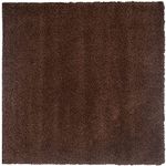 iRugs Square Shaggy Carpet Plain Fur Rugs Home and Office 6x6 Ft Soft Micro Shags 1.5 Pile Hight Coffee Color