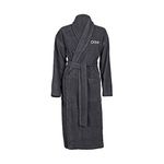 aztex Personalised 100% Cotton Shawl Collar Towelling Robe, Slate, Large