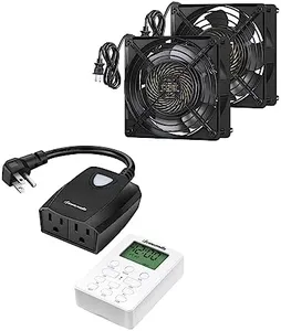 DEWENWILS 2 Pack 120V AC Fan, Outdoor Light Timer with Remote
