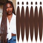 Pre Stretched Braiding Hair Brown Braiding Hair Kanekalon Prestretched Braiding Hair 26 Inch Folded 6 Packs Yaki Texture Long Color Knotless Synthetic Braiding Hair Extensions for Micro Box Braids