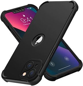 ORETECH Designed for iPhone 13 Case with 2 x Tempered Glass Screen Protector Shockproof Protection Cover Hard PC Silky Soft Touch Full Body Protective Case for iPhone 13 (2021) 6.1'' - Black