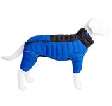 Dog Coat Dog Warm Jacket, 4 Legs Covered Waterproof Windproof Reflective Warm Dog Vest, Zippered Adjustable Outdoor Dog Snow Jacket for Small Medium Large Dogs Blue S