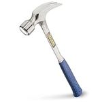 Estwing E3/30S 30oz Straight Claw Framing Hammer, Smooth Face, Shock Reduction Grip, Silver