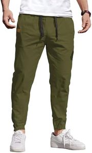 COOFANDY Mens Casual Joggers Pants Elastic Drawstring Chino Cargo Pants Hiking Outdoor Track Sweatpants, Army Green, Medium