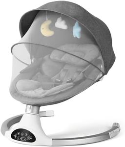 Baby Swing for Infants, Baby Rocker with 5 Point Harness, Bluetooth Support, 10 Preset Lullabies and 3 Speeds with Remote Control, Infant Swing for Baby Boy Girl Up to 20 lbs, Grey