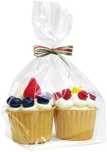 Yotelab Flat Bottom Cellophane Bags, 4x4x9 Inches Gusseted Cellophane Bags With Paper Insert,100 Pieces