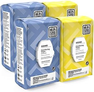 Amazon Brand - Solimo Disinfecting Wipes, Lemon & Fresh Air Scent, Sanitizes/Cleans/Disinfects/Deodorizes, 320 Count (4 Packs of 80)