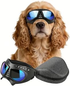 Namsan Dog Goggles Small Breed, Wide Snout & Soft Frame, Tactical Driving Sunglasses for Dogs Small to Medium Breed, Anti-UV Dog Eye Protection, Windproof Dustproof, Adjustable, Blue Lens