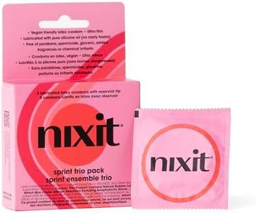 nixit Condoms | Ultra-Thin & Lubricated | No UTI Causing Chemical Irritants | Free from Toxins, Parabens, Spermicide, Glycerin & Fragrances | Vegan-Friendly Latex | 53mm Wide, 190mm Long (6 x3 Count)