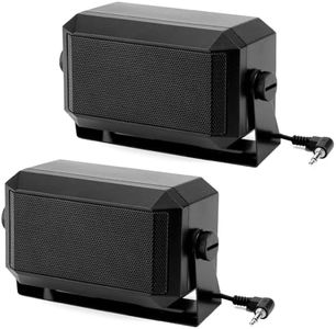 QWORK 5W External Communications Speaker - 2 Pack 8 Ohms with 3.5mm Plug for Ham Radio, CB, and Scanners, HF Transceivers- Black