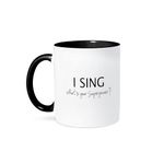 3dRose I Sing What's Your Superpower Funny Singing Love Gift for Singers Two Tone Black Mug, 11 oz, Black/White