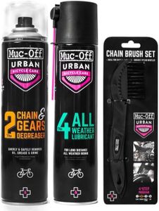 Muc Off Complete Bike Care Kit - Muc-Off Chain & Gear Degreaser, All-Weather Lubricant, and Premium Chain Brush Set - Essential Bicycle Maintenance Bundle for All Riders & Conditions